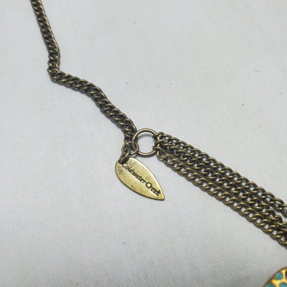 Coldwater Creek three-layered turquoise tear drops / antique gold-tone chains - Picture 6 of 6